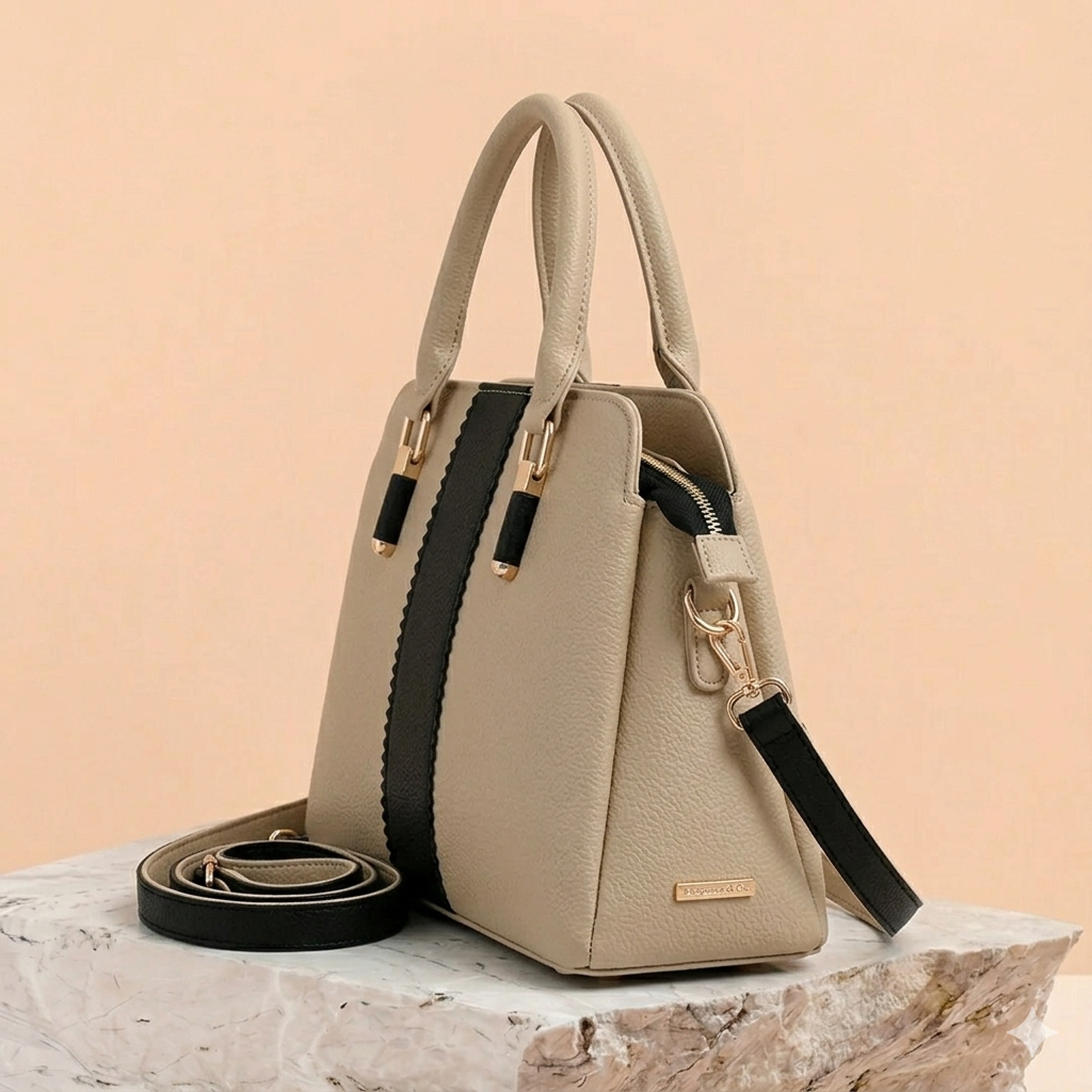 Modern Two-Tone Structured Satchel