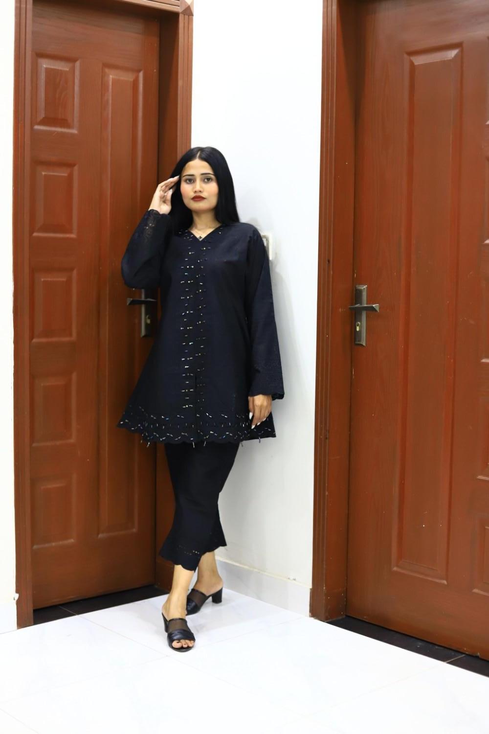 Smart and Stylish Cotton Bead Work-2 Piece Suit (ZOK-0401)