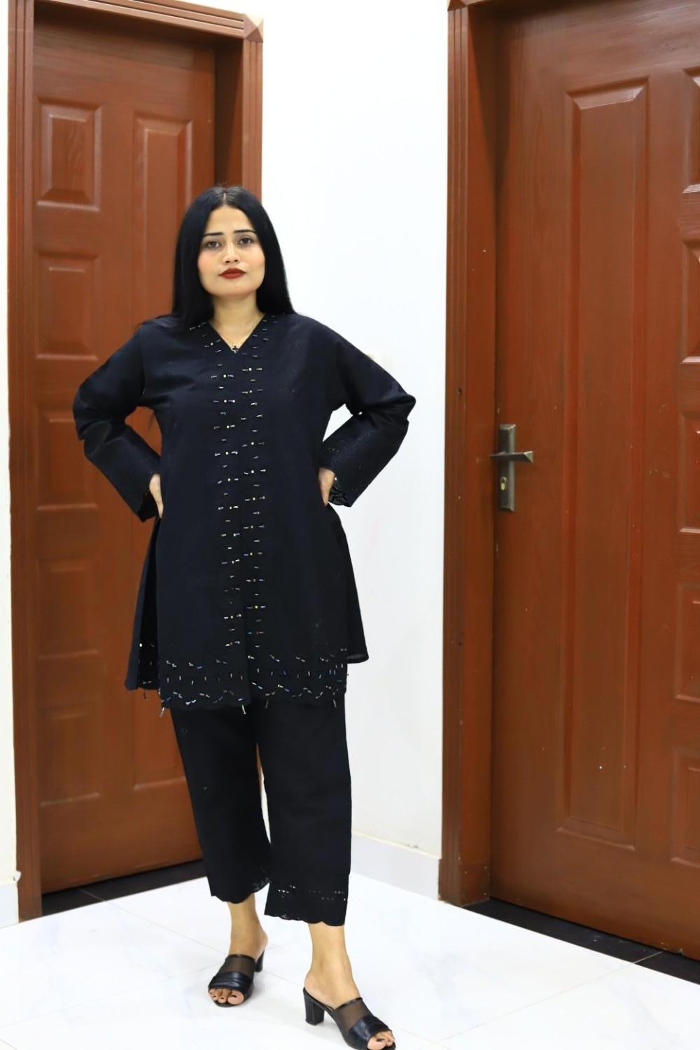 Smart and Stylish Cotton Bead Work-2 Piece Suit (ZOK-0401)