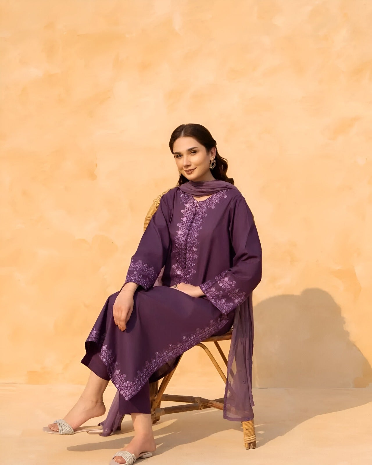 Elegant, Stylish Embroidered-3 Piece Suit (ZOK-01401)