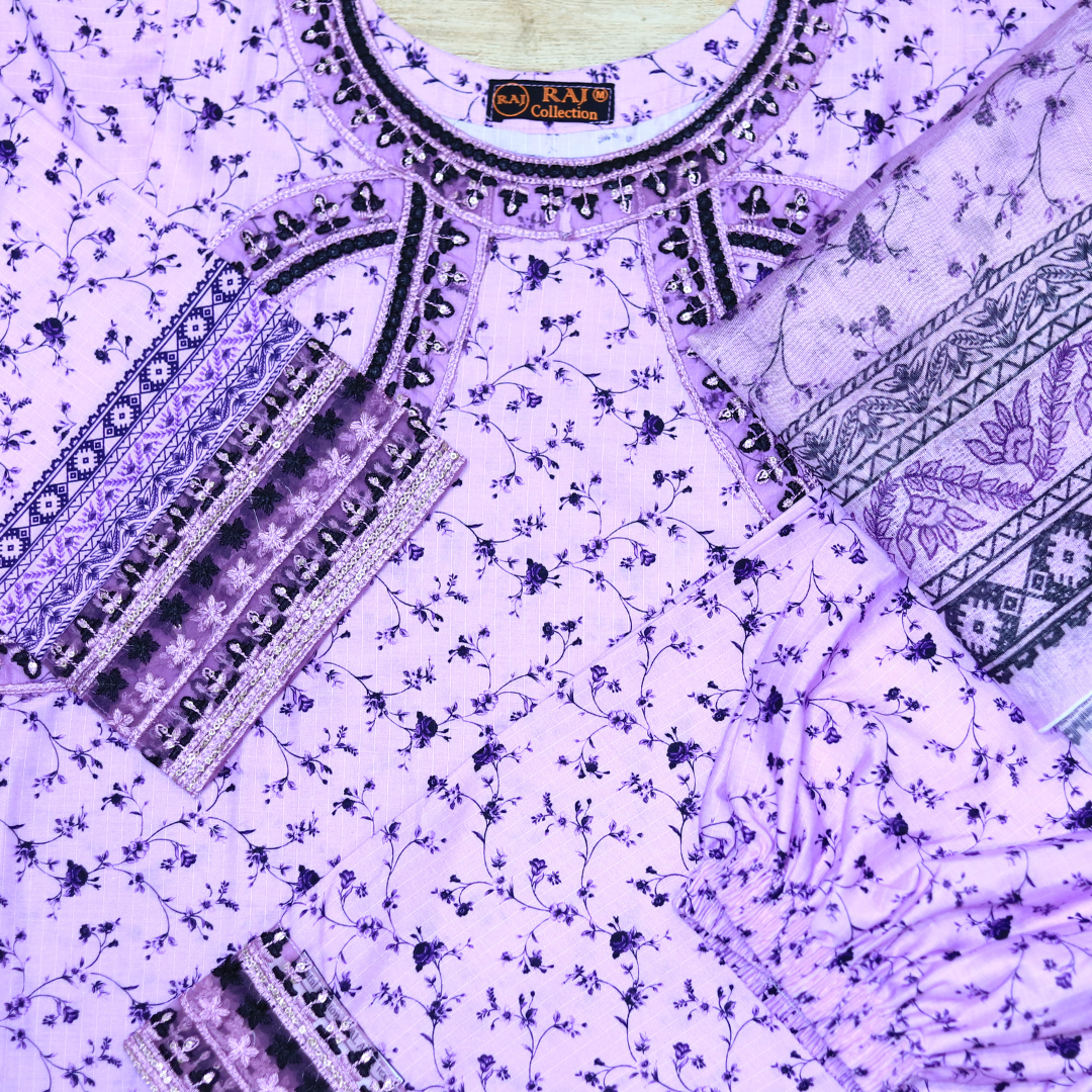 Lavender Blossom Embroidered Suit