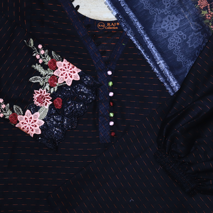 Midnight Bloom Embroidered Luxury Suit