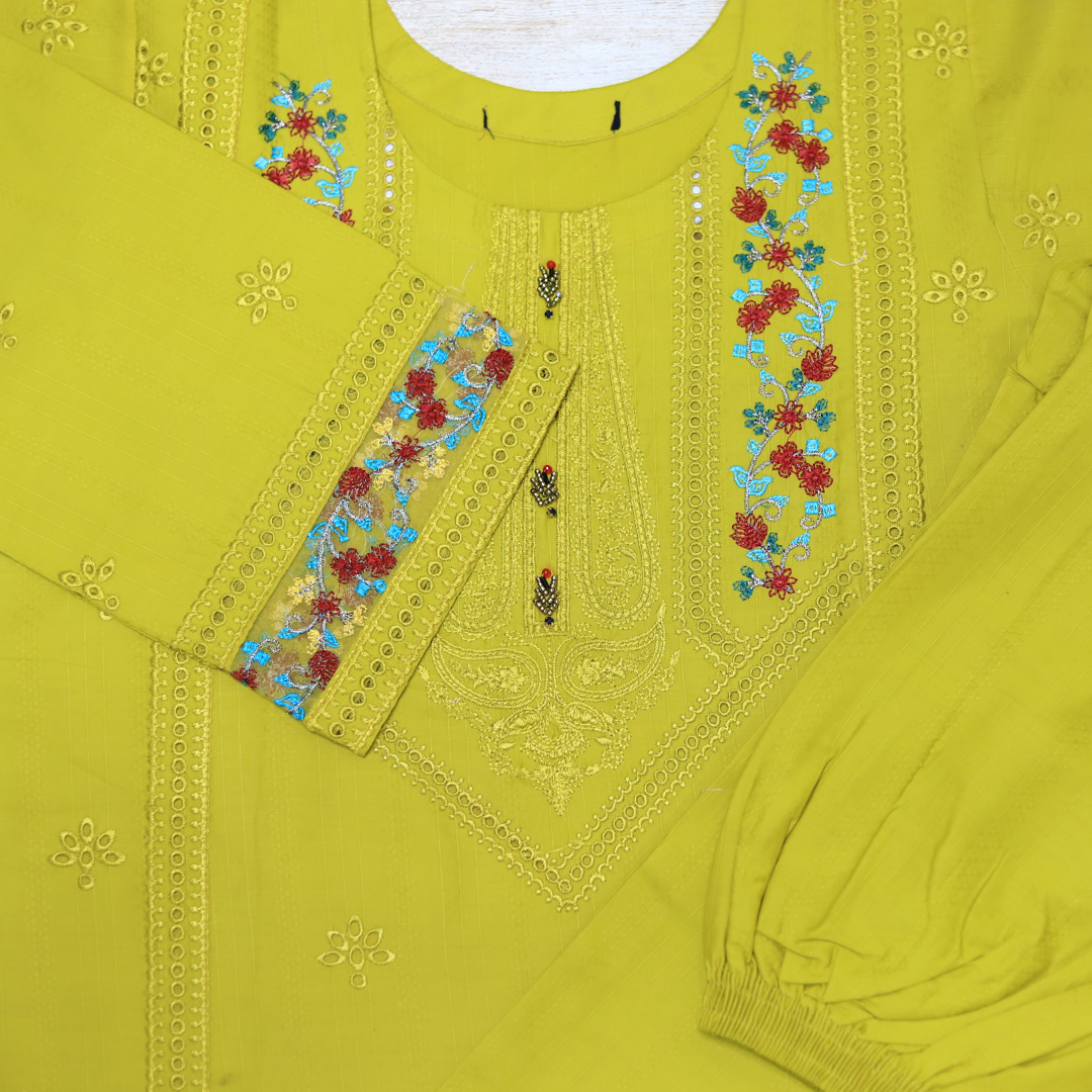 Lime Blossom Luxury Embroidered Suit