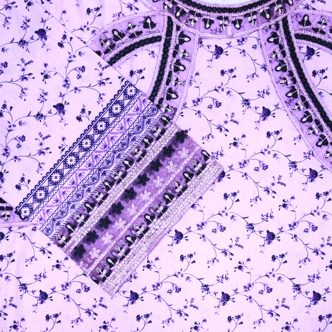 Lavender Blossom Embroidered Suit