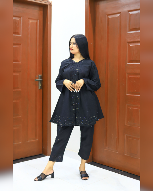 Smart and Stylish Cotton Bead Work-2 Piece Suit (ZOK-0401)