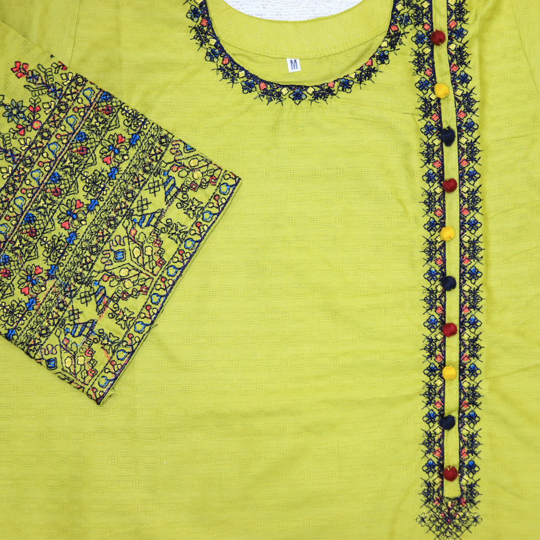 Stylish and Chic Cotton Embroidered-3 Piece Suit (ZOK-0301)
