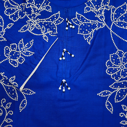 Sapphire Elegance Embroidered 3-Piece Suit