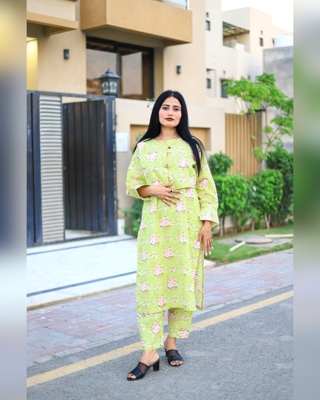 Modern Slim Fit Lawn Jacket Outfit-3 Piece Suit (ZOK-0501)