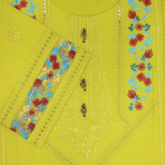 Lime Blossom Luxury Embroidered Suit