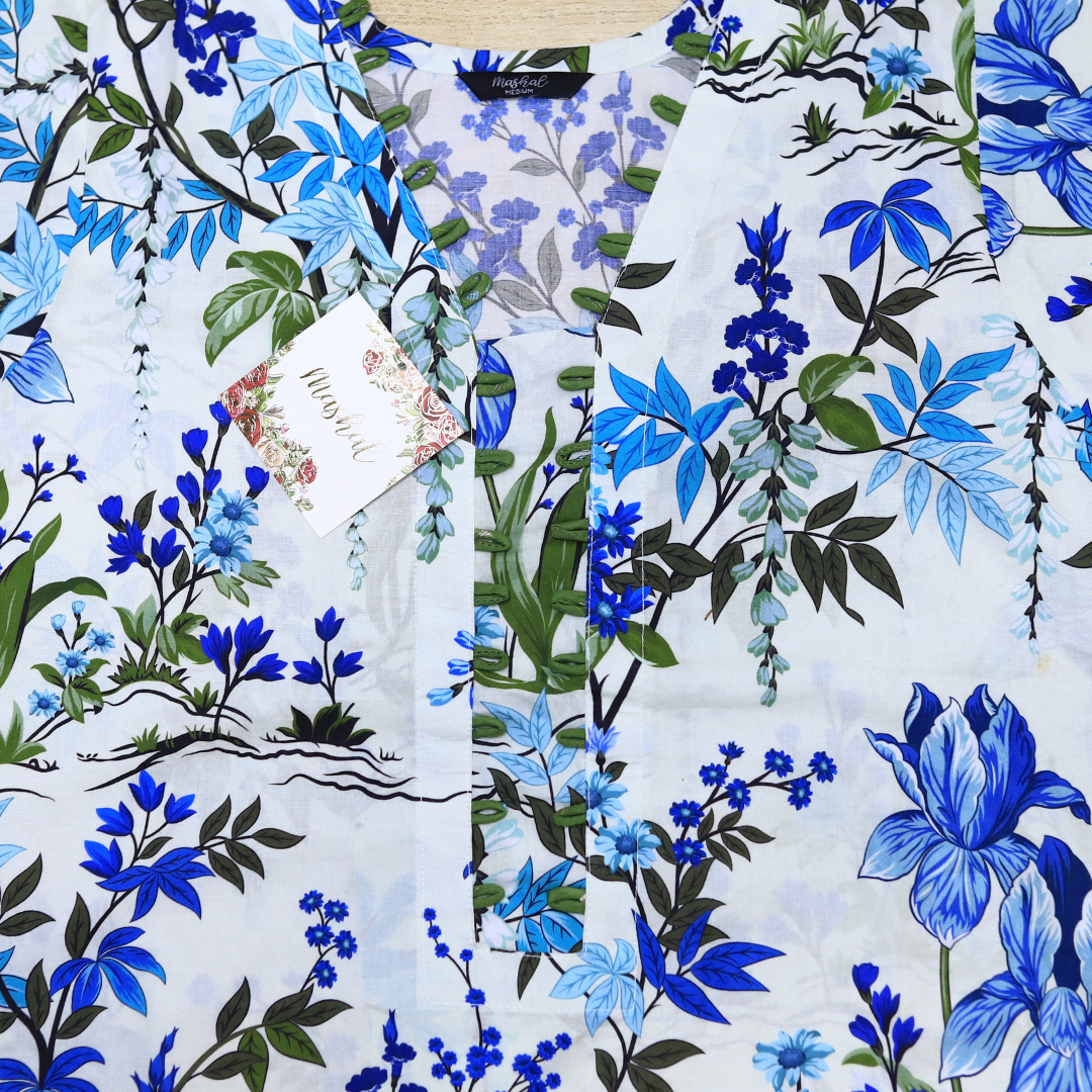 Sapphire Bloom Stitched Floral Suit