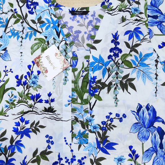 Sapphire Bloom Stitched Floral Suit