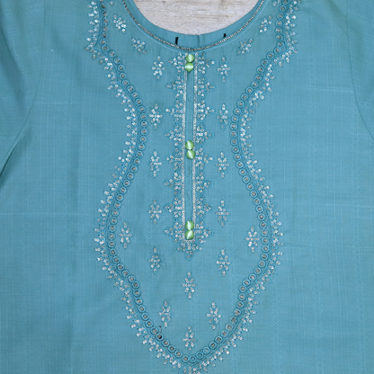 Aqua Elegance Embroidered Stitched Suit