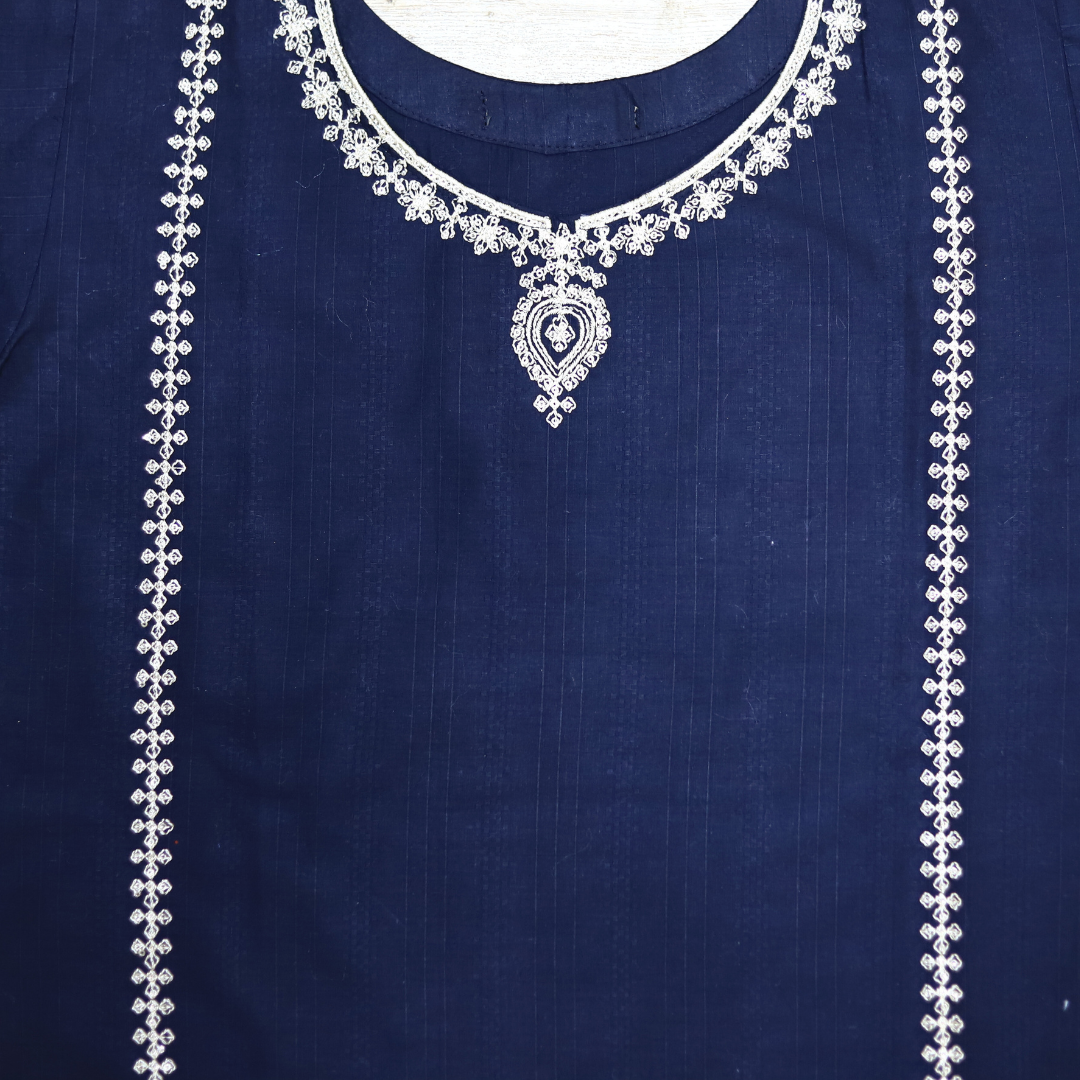 Midnight Elegance Embroidered Stitched Suit