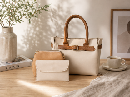 3-Piece Luxury Tote Bag Set for Women – Handbag, Crossbody Bag & Wallet