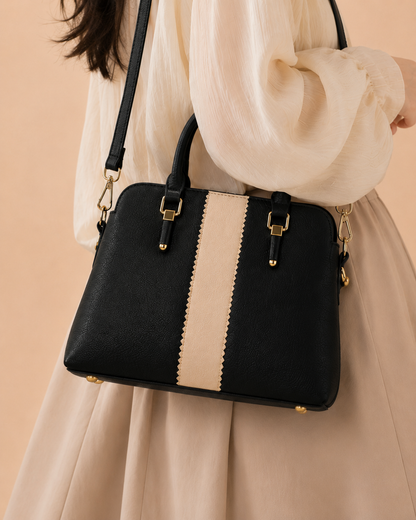Modern Two-Tone Structured Satchel