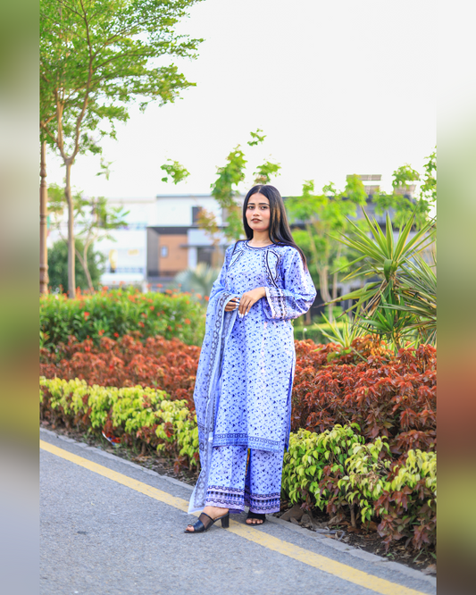 Stylish and Luxury Premium cotton lawn -3 Piece Suit (ZOK-0201)