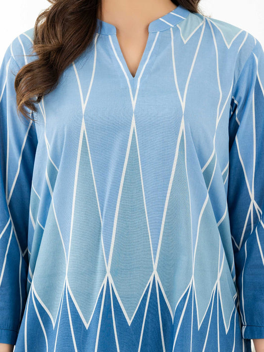Elegant Blue Contrasts 2 Piece Linen Suit (ZOK-0602)