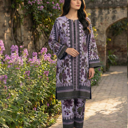 Modern & Stylish Printed Silk Coordinated 2-Piece Suit (ZOK-02808)