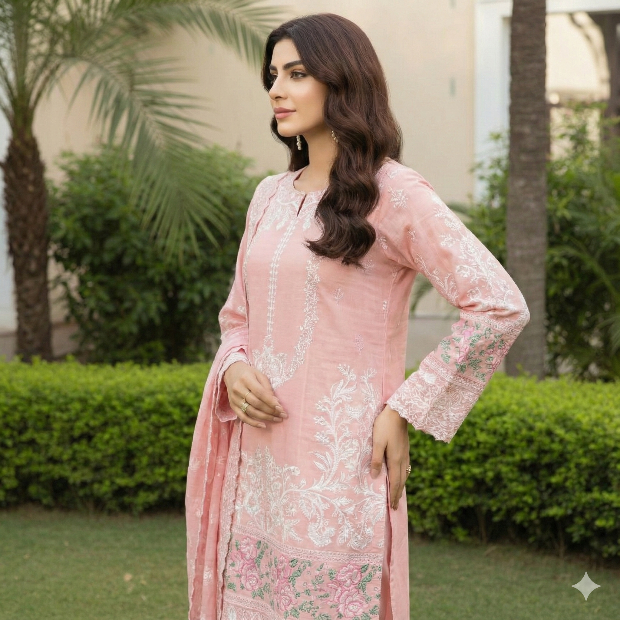 Graceful and Chic Embroidered Khaddar 3-Piece Suit (ZOK-02903)