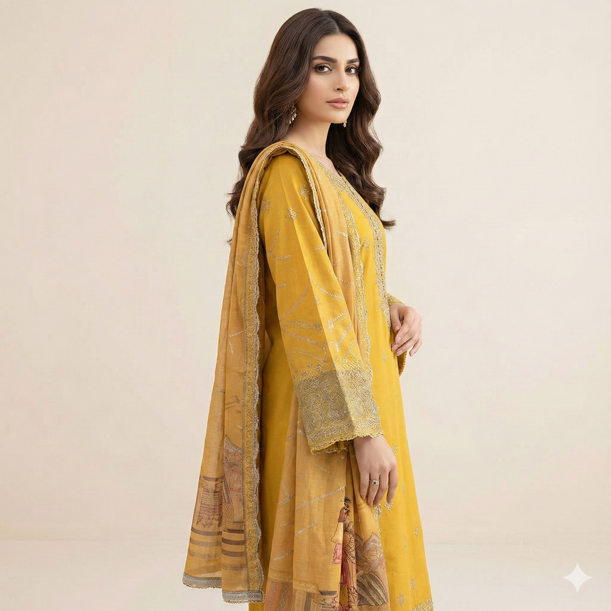 Sophisticated Embroidered Khaddar 3-Piece Suit (ZOK-03303)