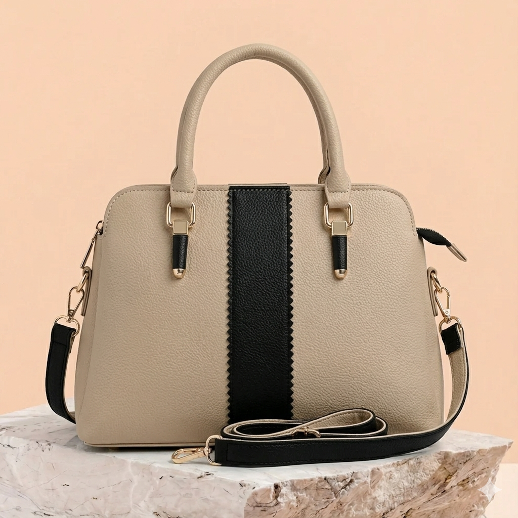 Modern Two-Tone Structured Satchel