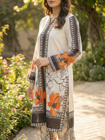 Premium & Elegant Printed Silk 2-Piece Suit (ZOK-02807)