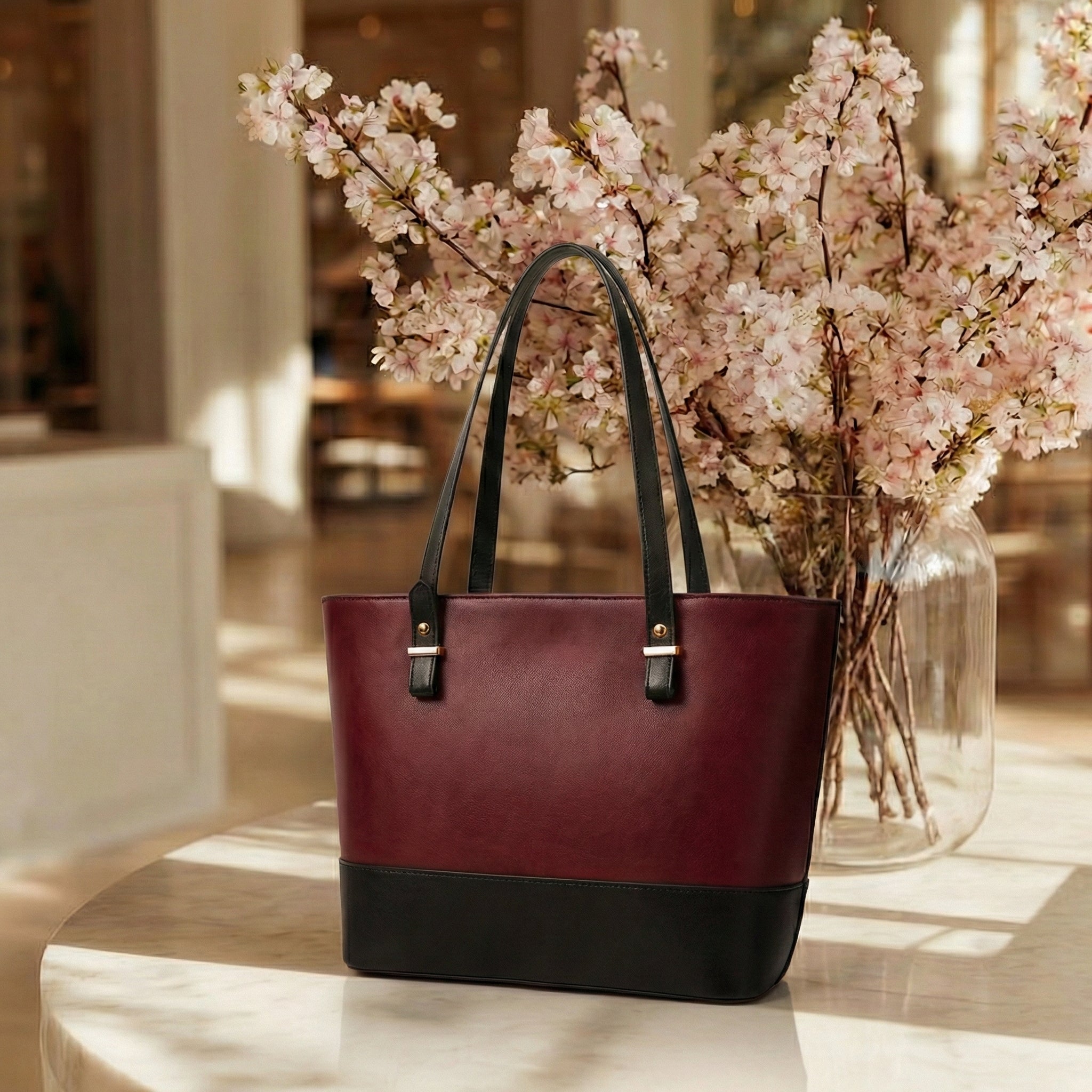 Elegant 3-Piece Two-Tone Handbag Set