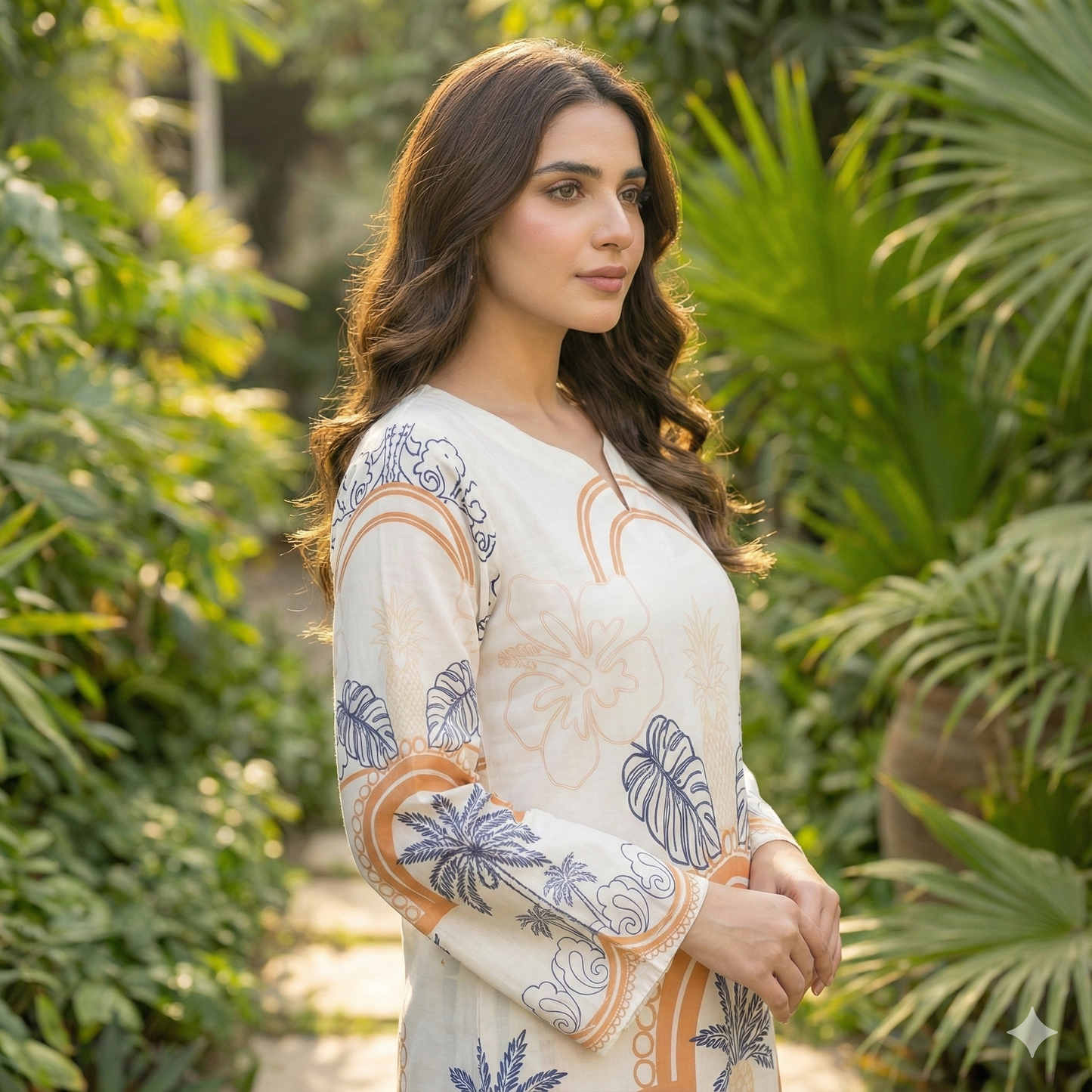 Fashionable Silk Print Design 2-Piece Suit (ZOK-02804)