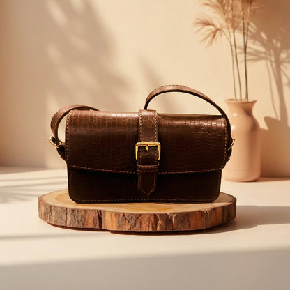 Vintage Croc-Embossed Crossbody Bag