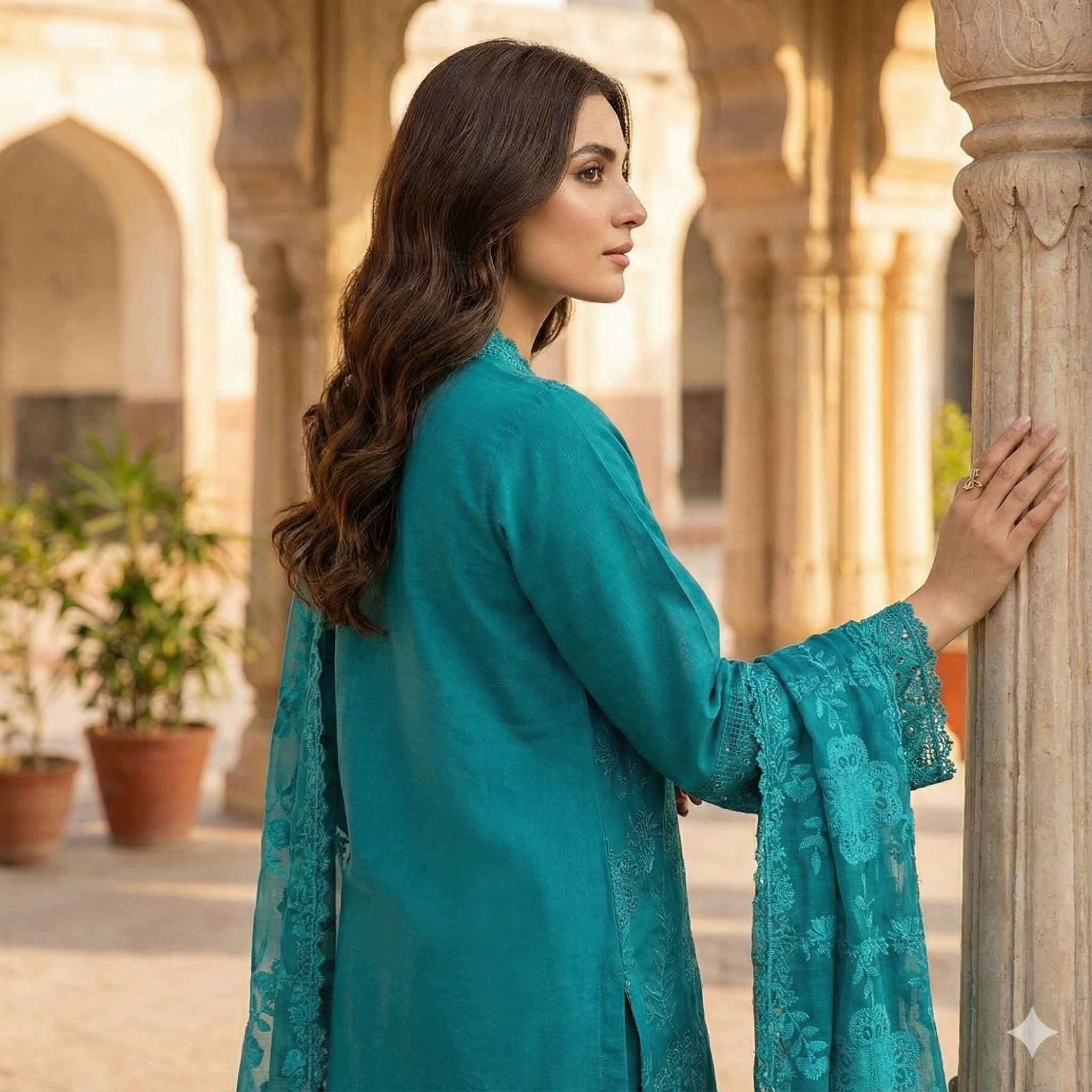 Sophisticated Chicken Boring Embroidered Cotri 3-Piece Suit (ZOK-03501)