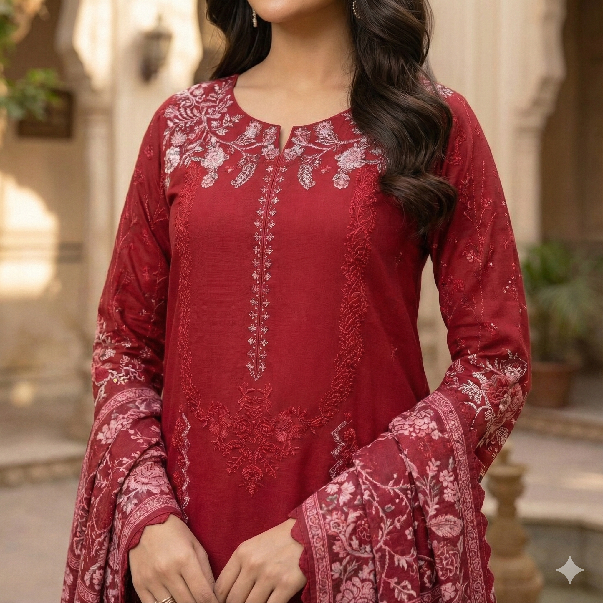 Timeless and Stylish Embroidered Khaddar 3-Piece Suit (ZOK-02902)
