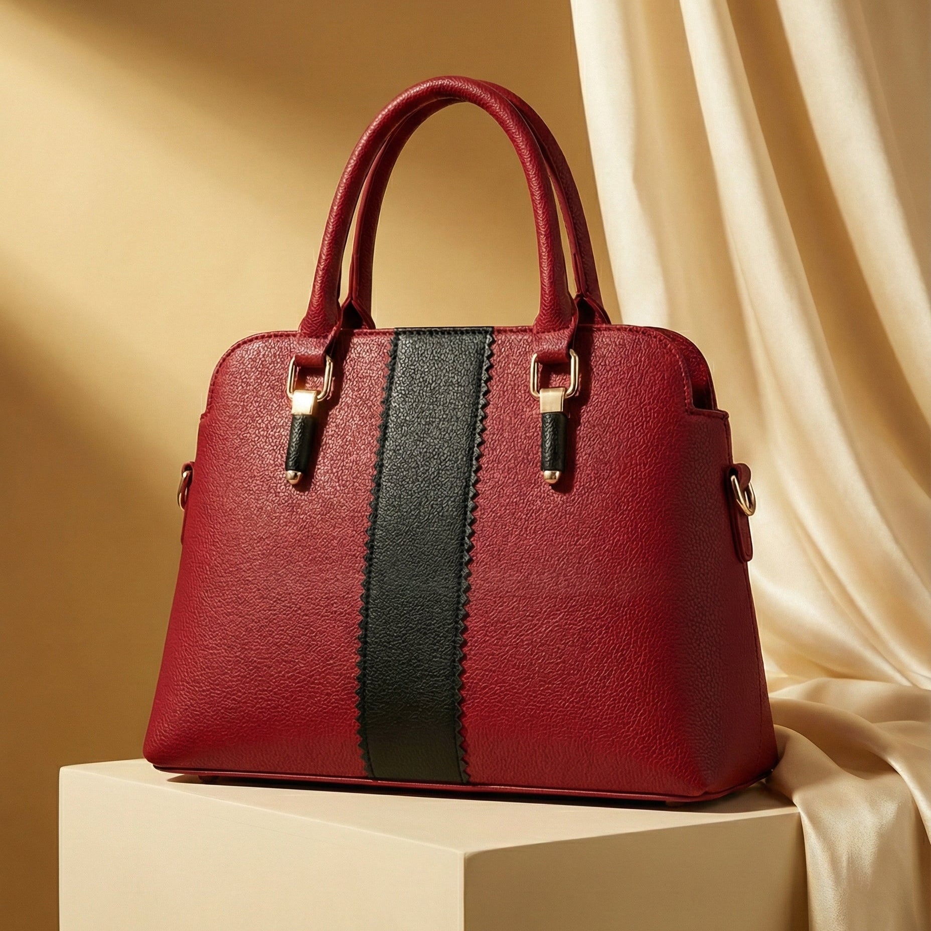 Modern Two-Tone Structured Satchel