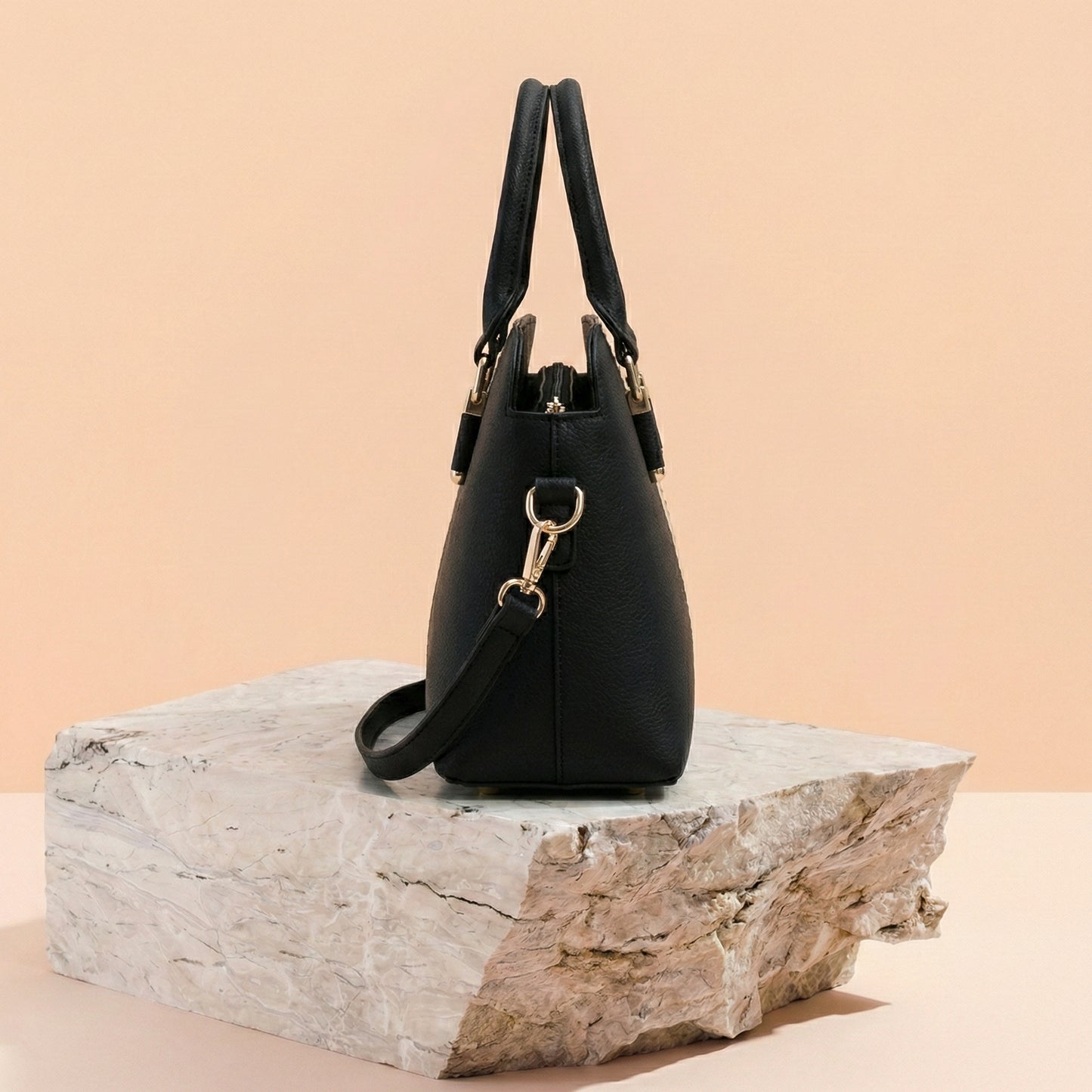 Modern Two-Tone Structured Satchel