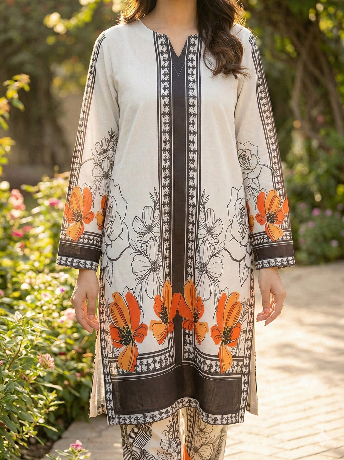 Premium & Elegant Printed Silk 2-Piece Suit (ZOK-02807)