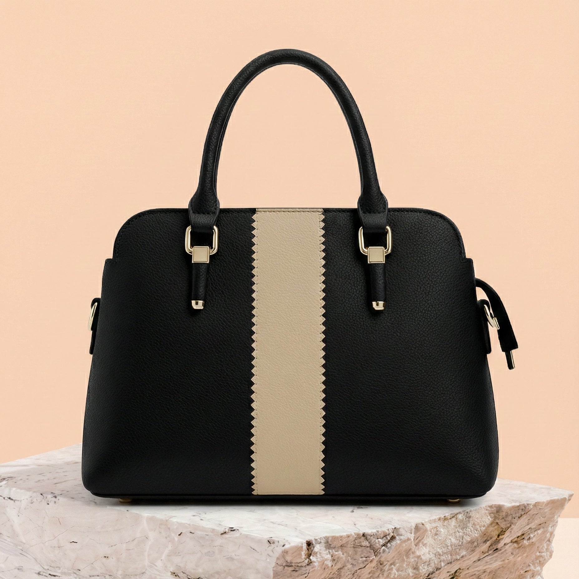 Modern Two-Tone Structured Satchel