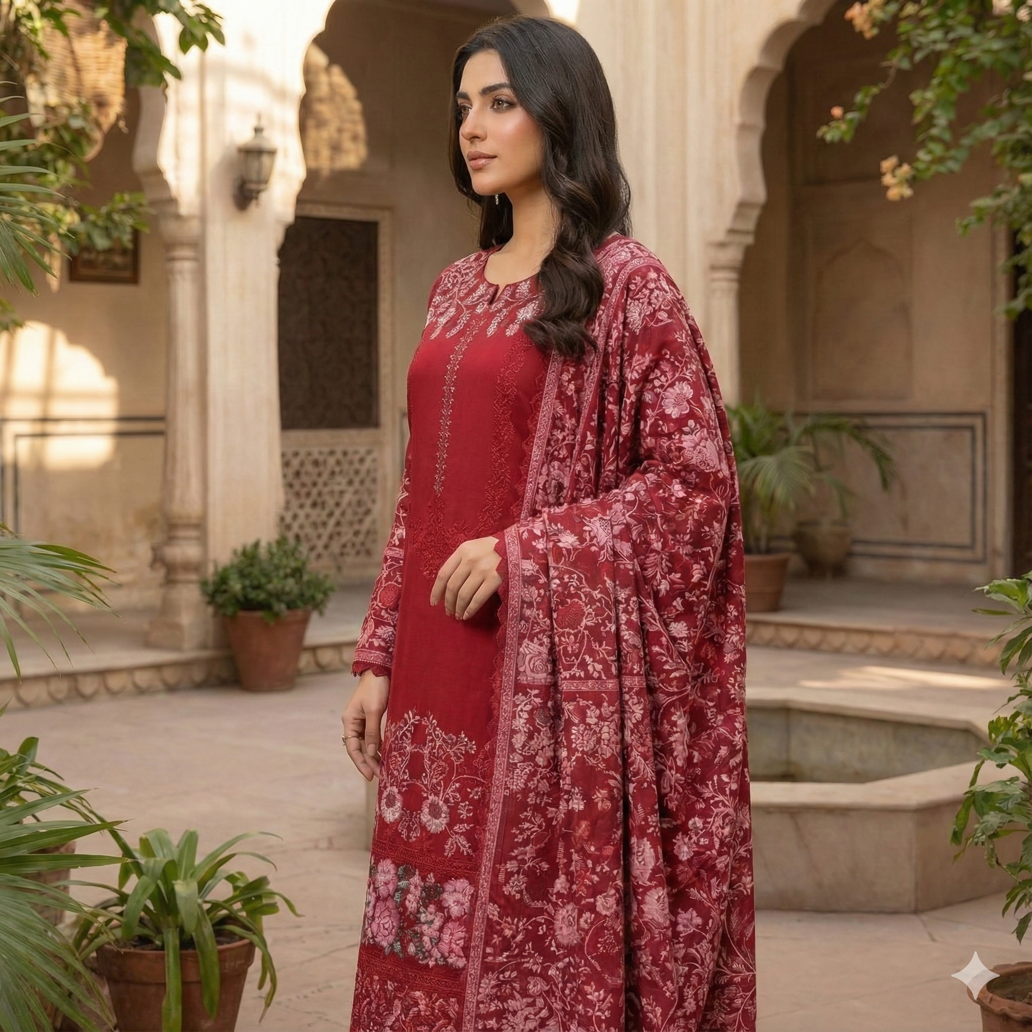 Timeless and Stylish Embroidered Khaddar 3-Piece Suit (ZOK-02902)