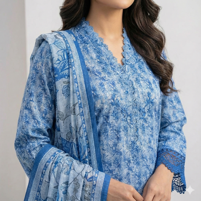 Modern Printed Khaddar 3-Piece Suit (ZOK-03201)