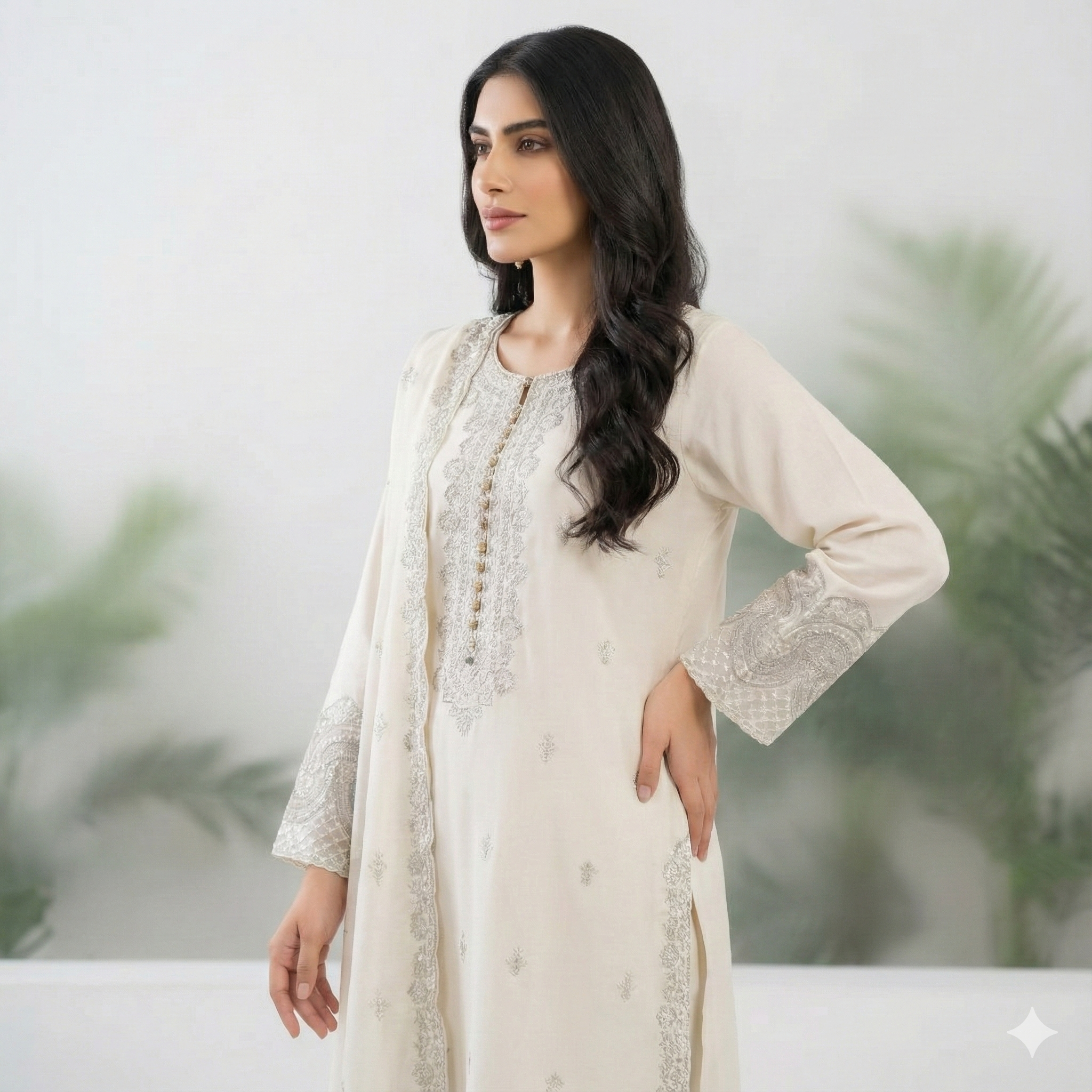 Elegant Embroidered Khaddar 3-Piece Suit (ZOK-03301)