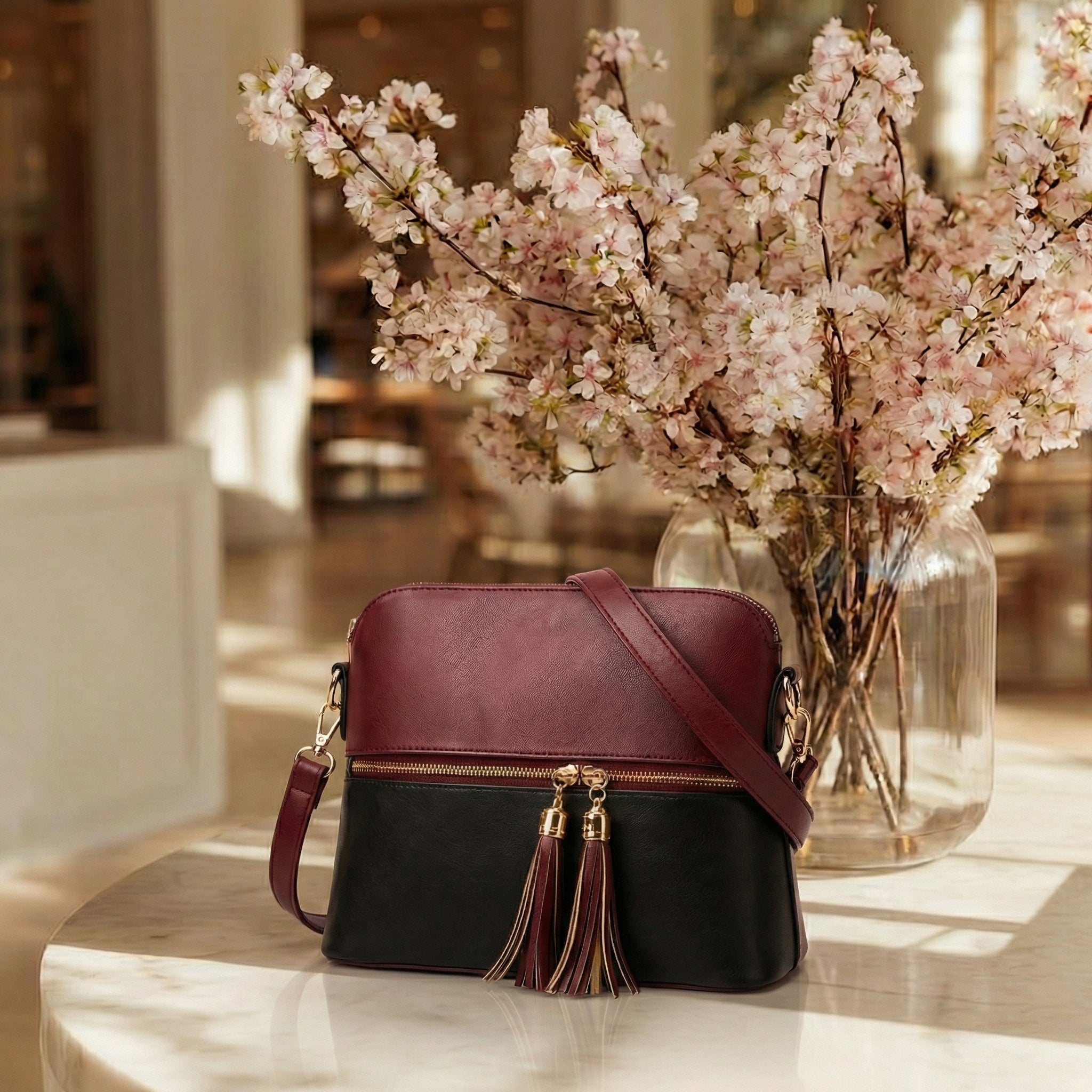 Elegant 3-Piece Two-Tone Handbag Set