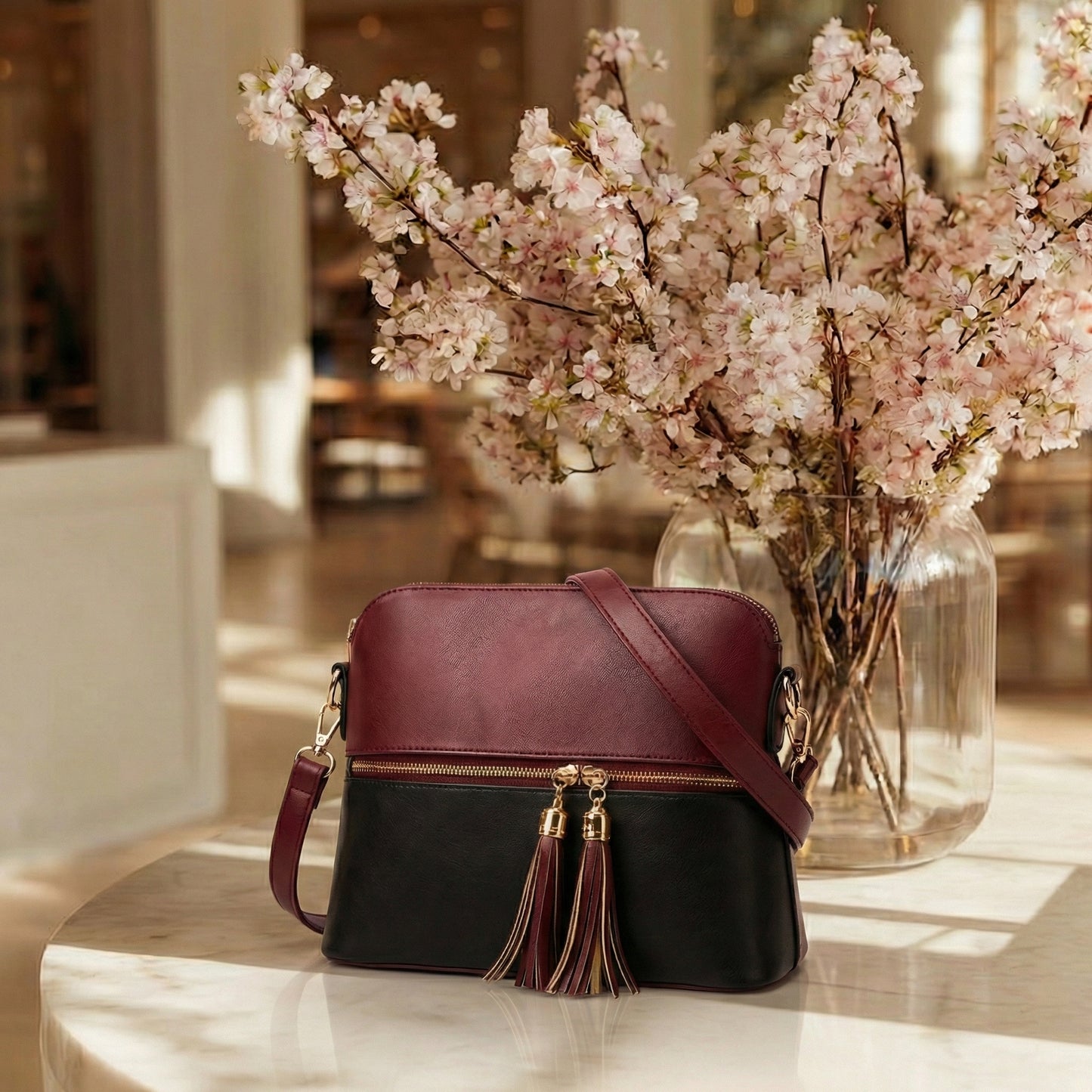 Elegant 3-Piece Two-Tone Handbag Set