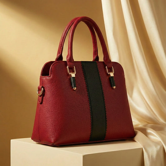 Modern Two-Tone Structured Satchel
