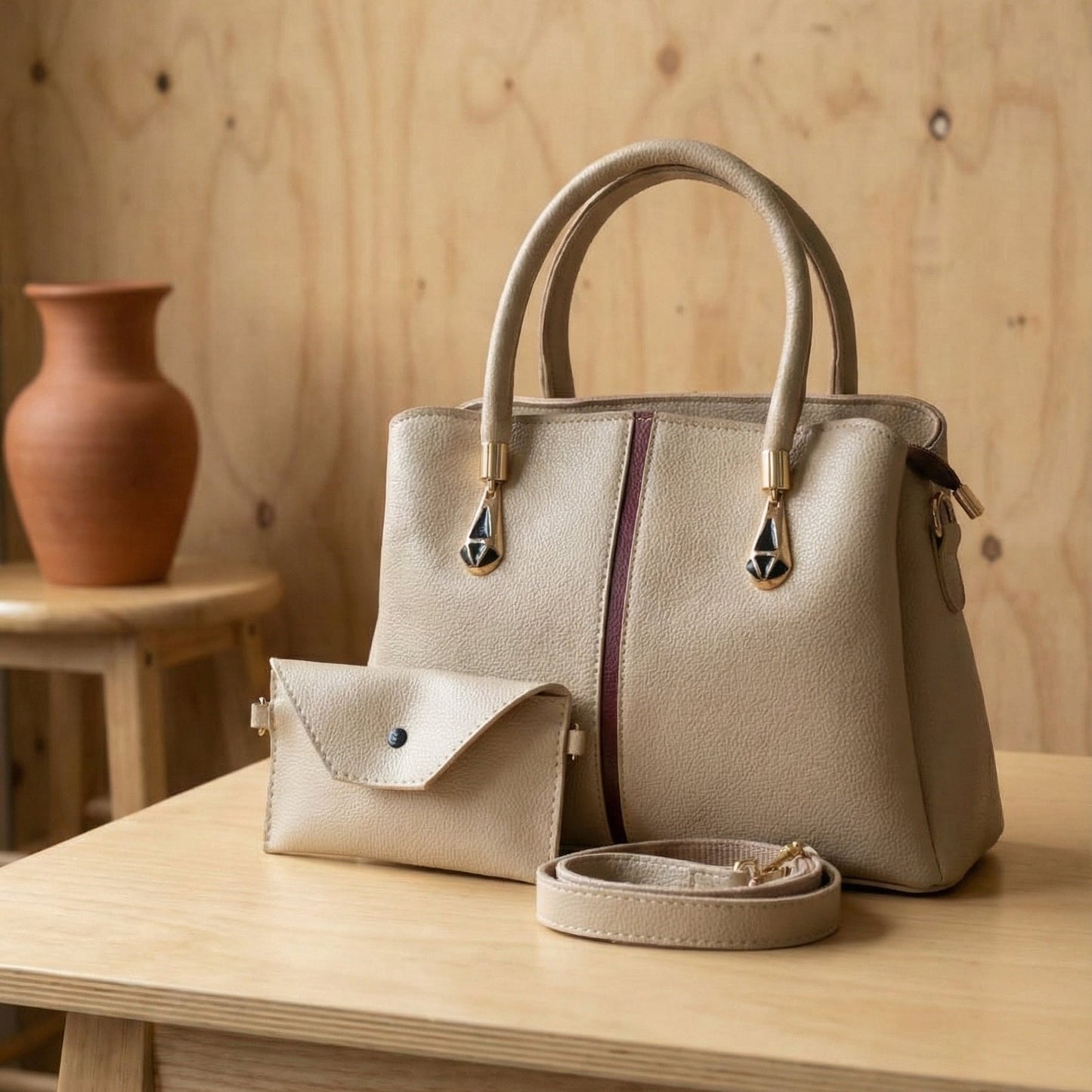 Elegant Structured Handbag & Wallet Set