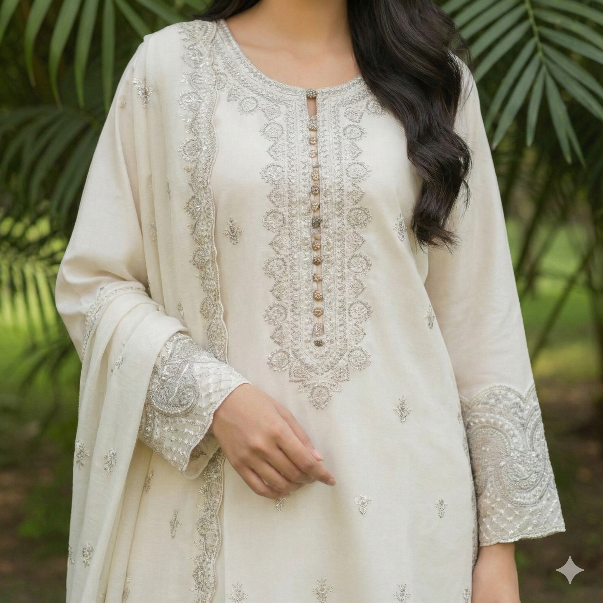 Elegant Embroidered Khaddar 3-Piece Suit (ZOK-03301)