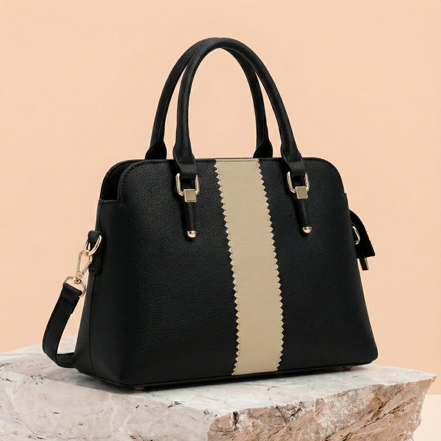 Modern Two-Tone Structured Satchel