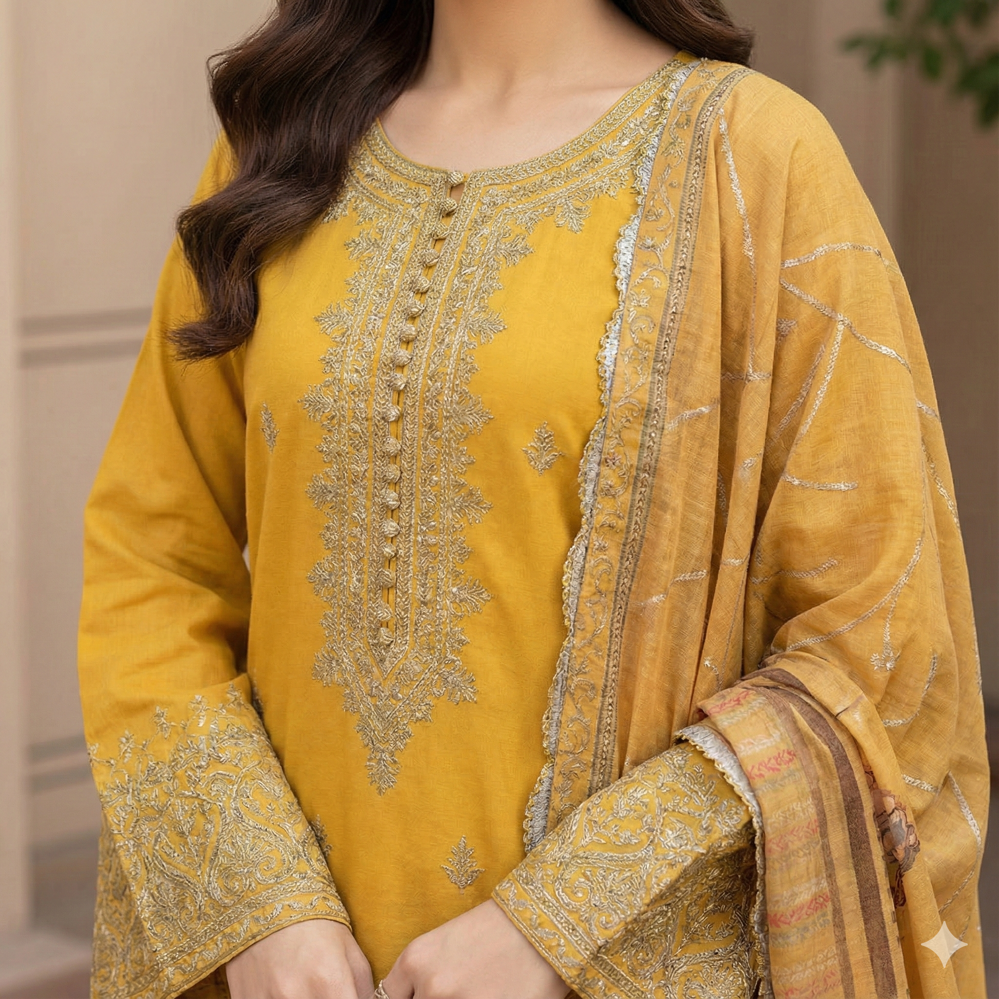 Sophisticated Embroidered Khaddar 3-Piece Suit (ZOK-03303)