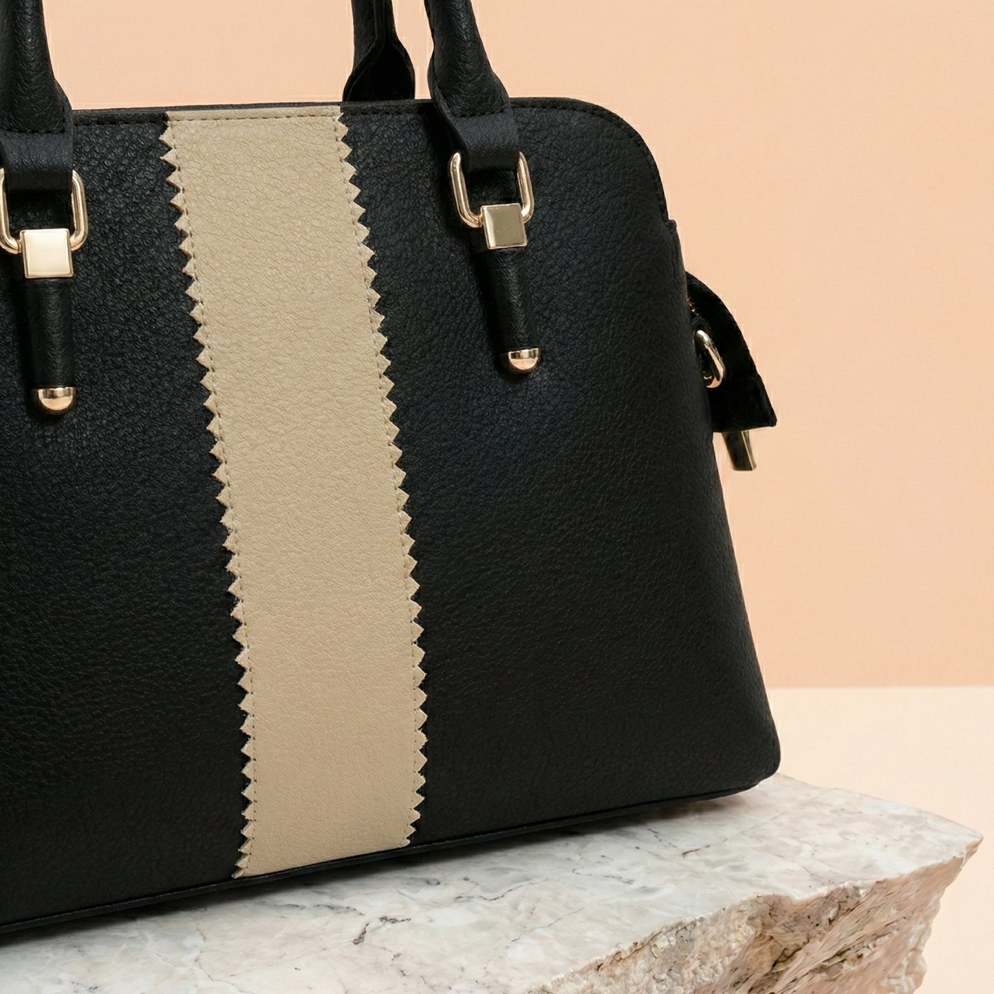 Modern Two-Tone Structured Satchel