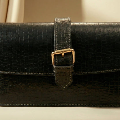 Vintage Croc-Embossed Crossbody Bag