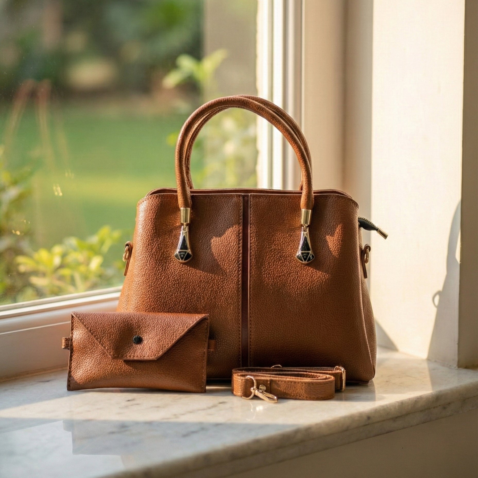 Elegant Structured Handbag & Wallet Set