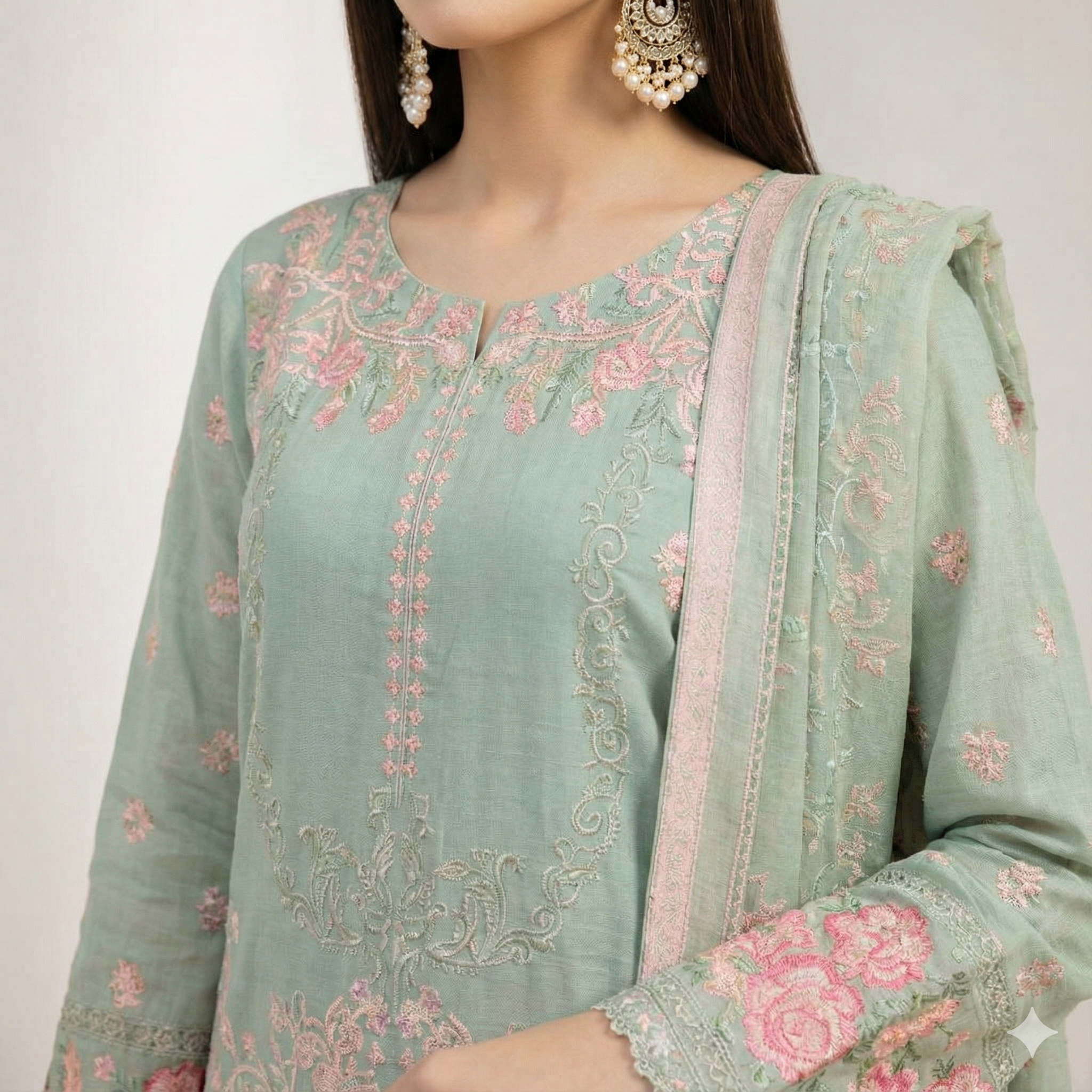 Sophisticated and Chic Embroidered Khaddar 3-Piece Suit (ZOK-02905)