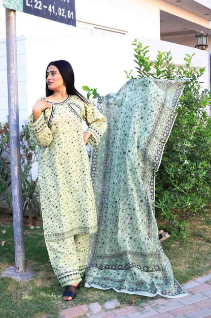 Stylish and Luxury Premium cotton lawn -3 Piece Suit (ZOK-0204)